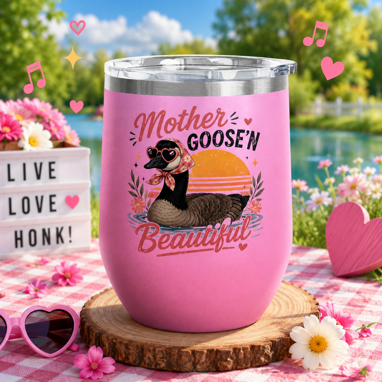 "Mother Goose'n Beautiful" Floral Canada Goose Tumbler, 12oz