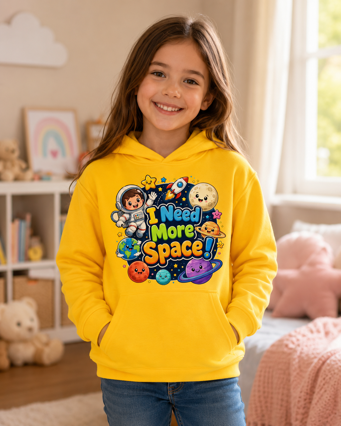 Kids Hoodie - "I Need More Space!" Cute Space Explorer Sweatshirt for Boys & Girls