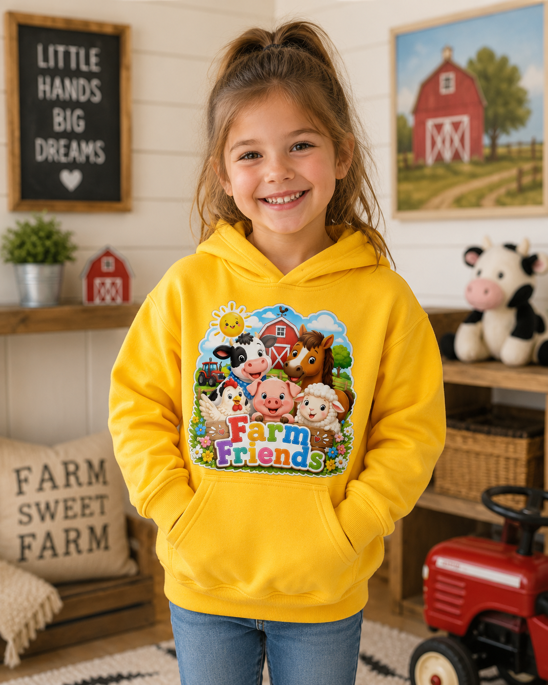 Kids Hoodie — Cute "Farm Friends" Animal Graphic Pullover for Toddlers & Children