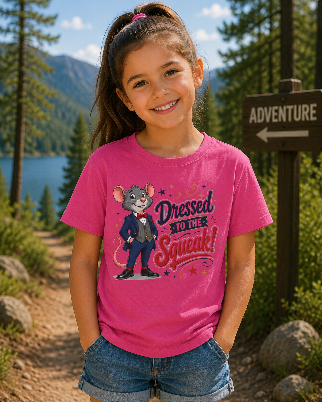 Kids Tee — "Dressed to the Squeak" Cartoon Mouse Graphic