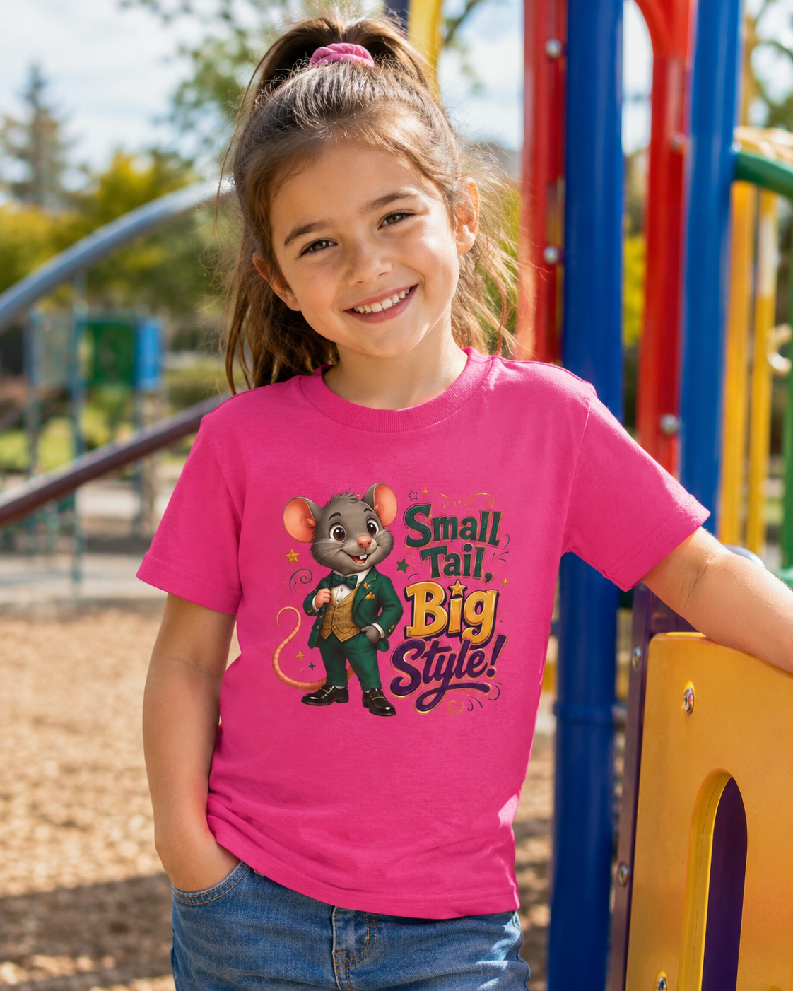 Kids T-Shirt — “Small Tail, Big Style!” Cartoon Mouse Graphic Tee