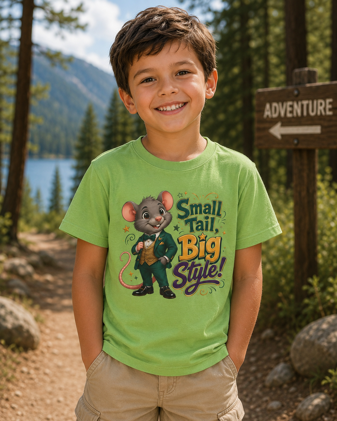 Kids T-Shirt — “Small Tail, Big Style!” Cartoon Mouse Graphic Tee