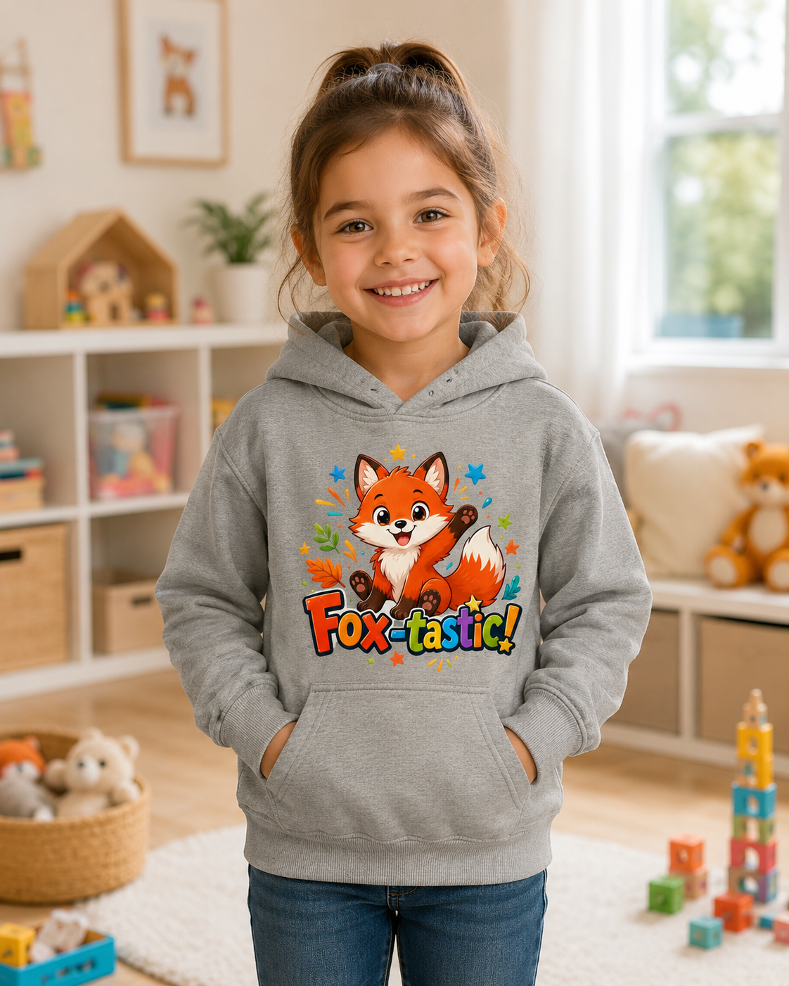 Fox-tastic Kids Hoodie — Cute Cartoon Fox Pullover for Children