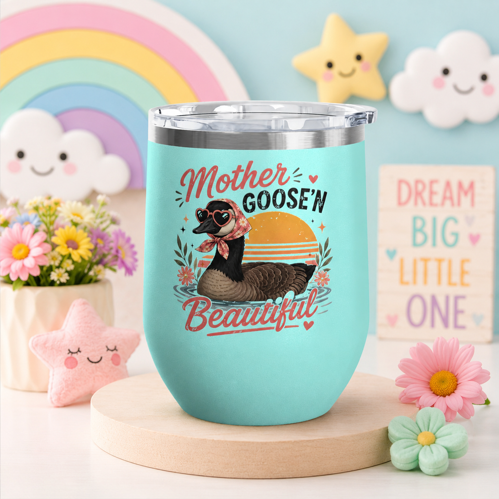 "Mother Goose'n Beautiful" Floral Canada Goose Tumbler, 12oz