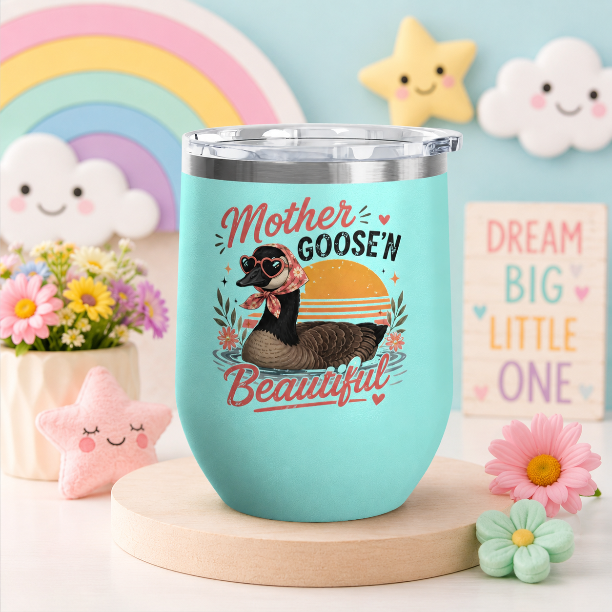 "Mother Goose'n Beautiful" Floral Canada Goose Tumbler, 12oz