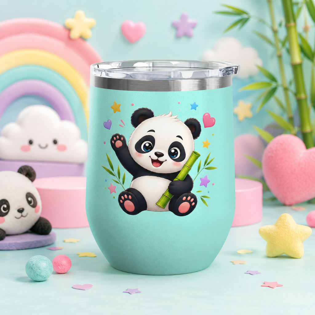 Panda Love 12oz Tumbler — Cute Bamboo Baby Panda Insulated Cup