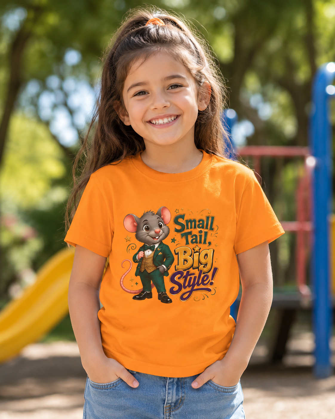 Kids T-Shirt — “Small Tail, Big Style!” Cartoon Mouse Graphic Tee