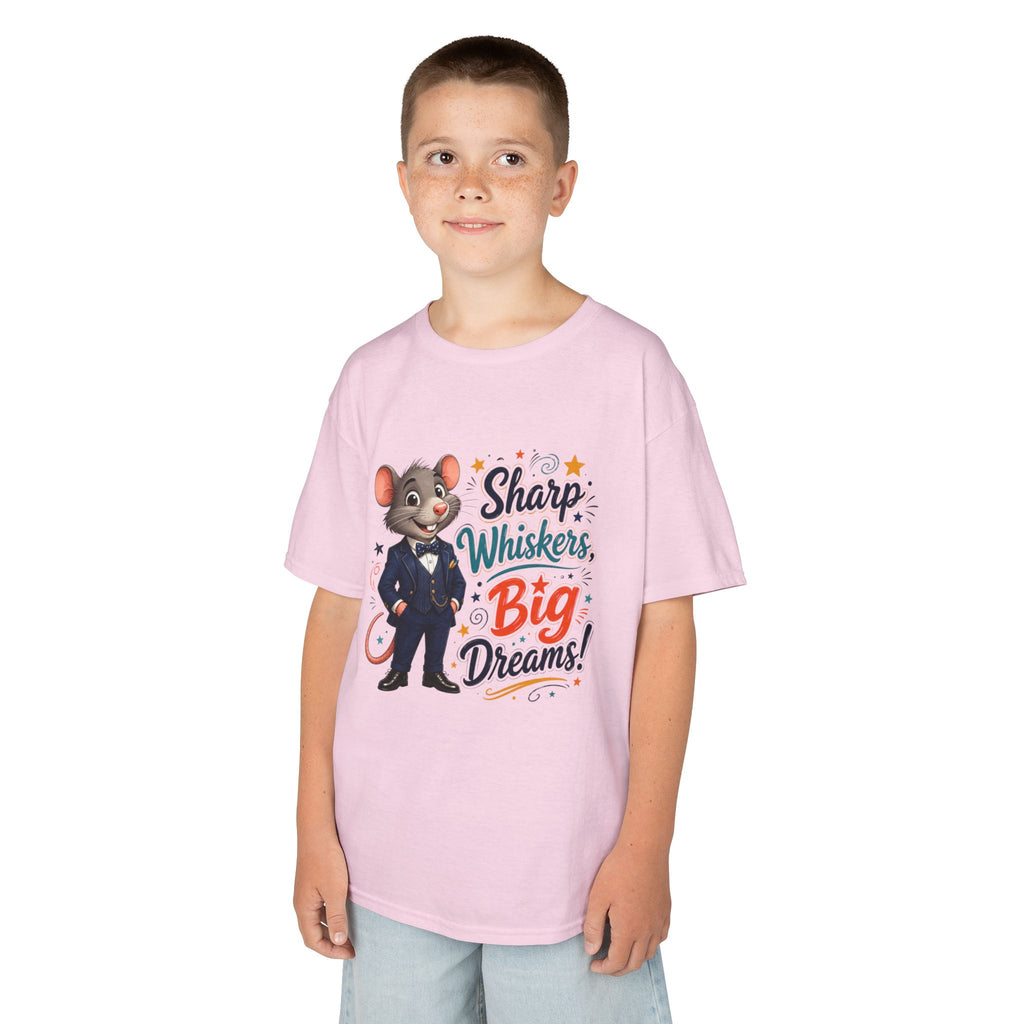 Kids Tee — "Sharp Whiskers, Big Dreams" Mouse Graphic