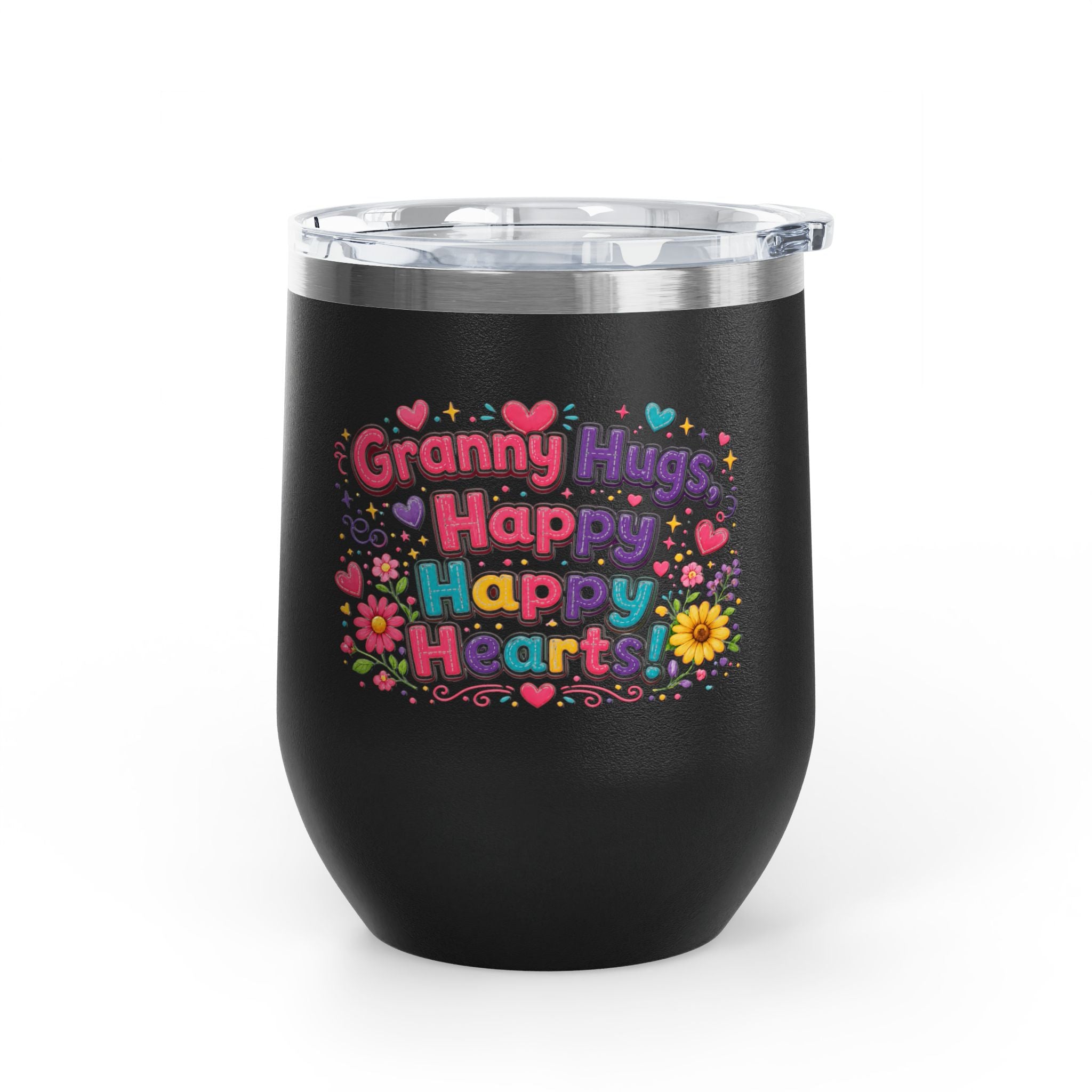 "Granny Hugs, Happy Happy Hearts" Floral 12oz Insulated Cup