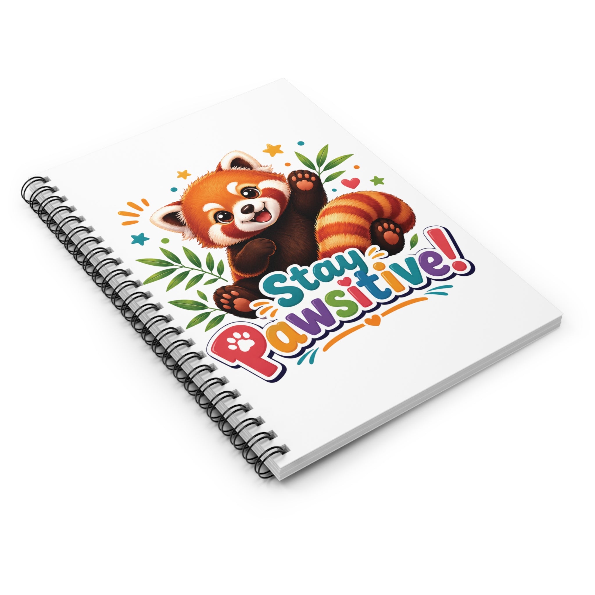 Red Panda Stay Pawsitive Spiral Notebook | Cute Animal Ruled Journal