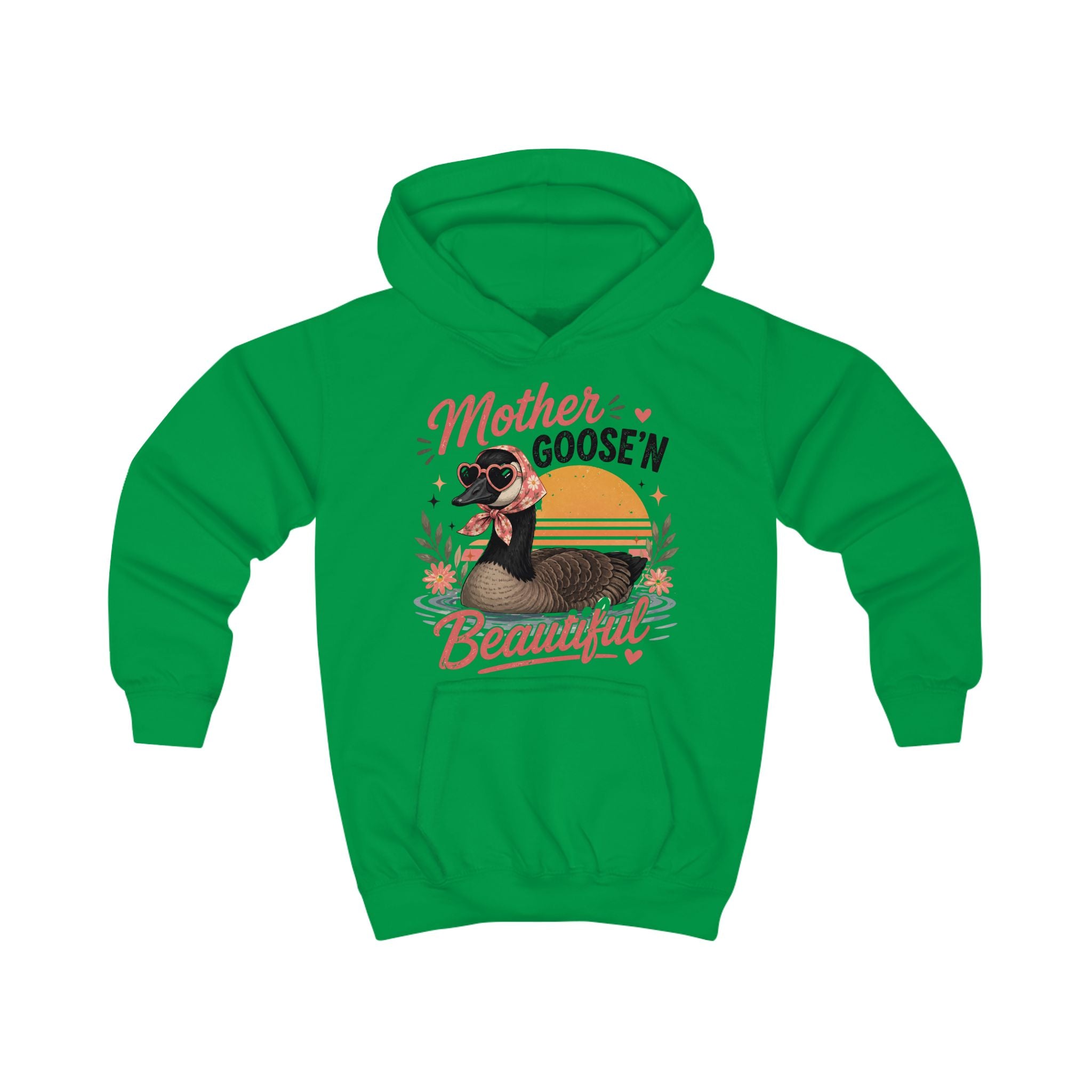 Kids Hoodie - "Mother Goose'n Beautiful" Cute Goose Graphic Hoodie for Girls & Boys