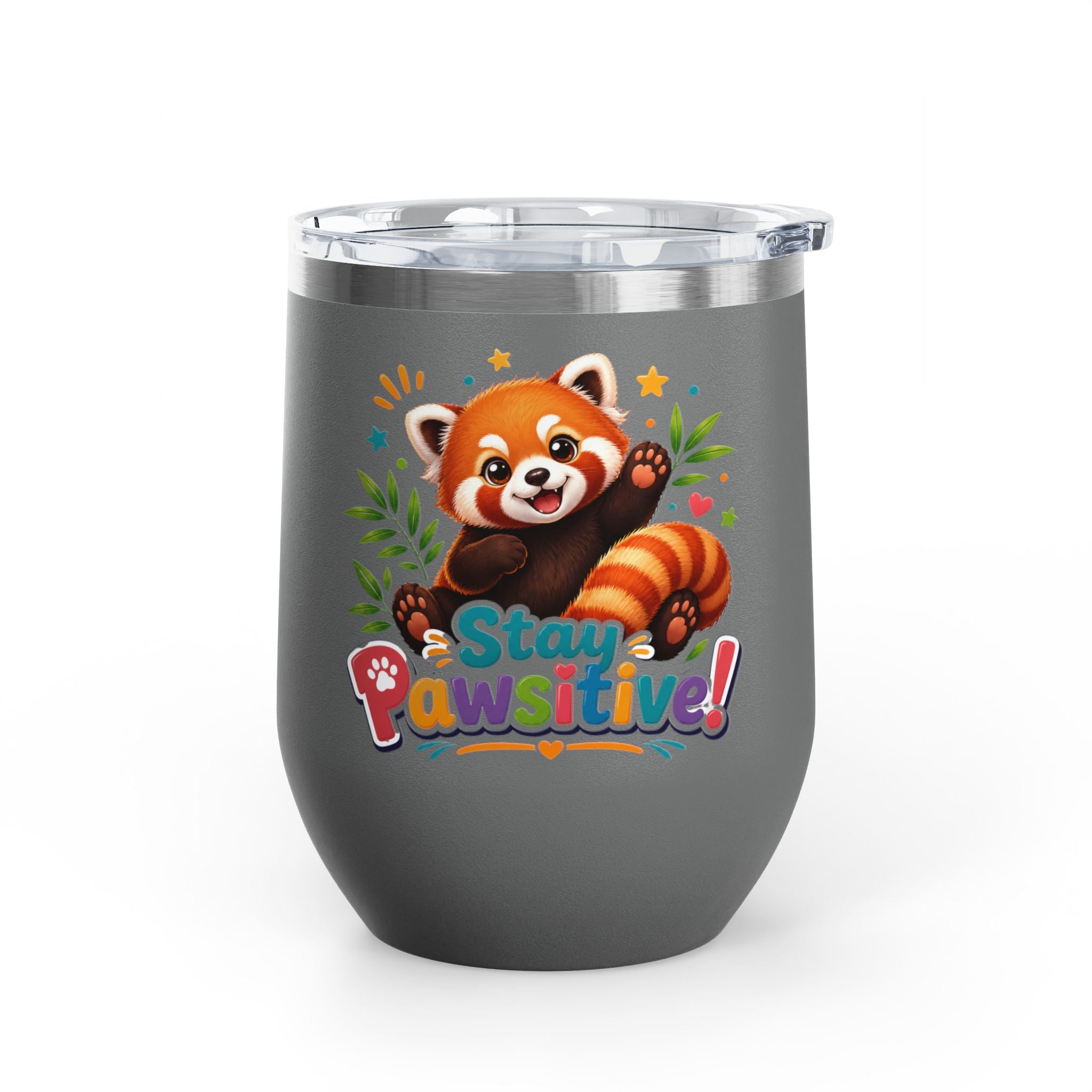 Stay Pawsitive Red Panda Tumbler — 12oz Insulated Cute Animal Gift