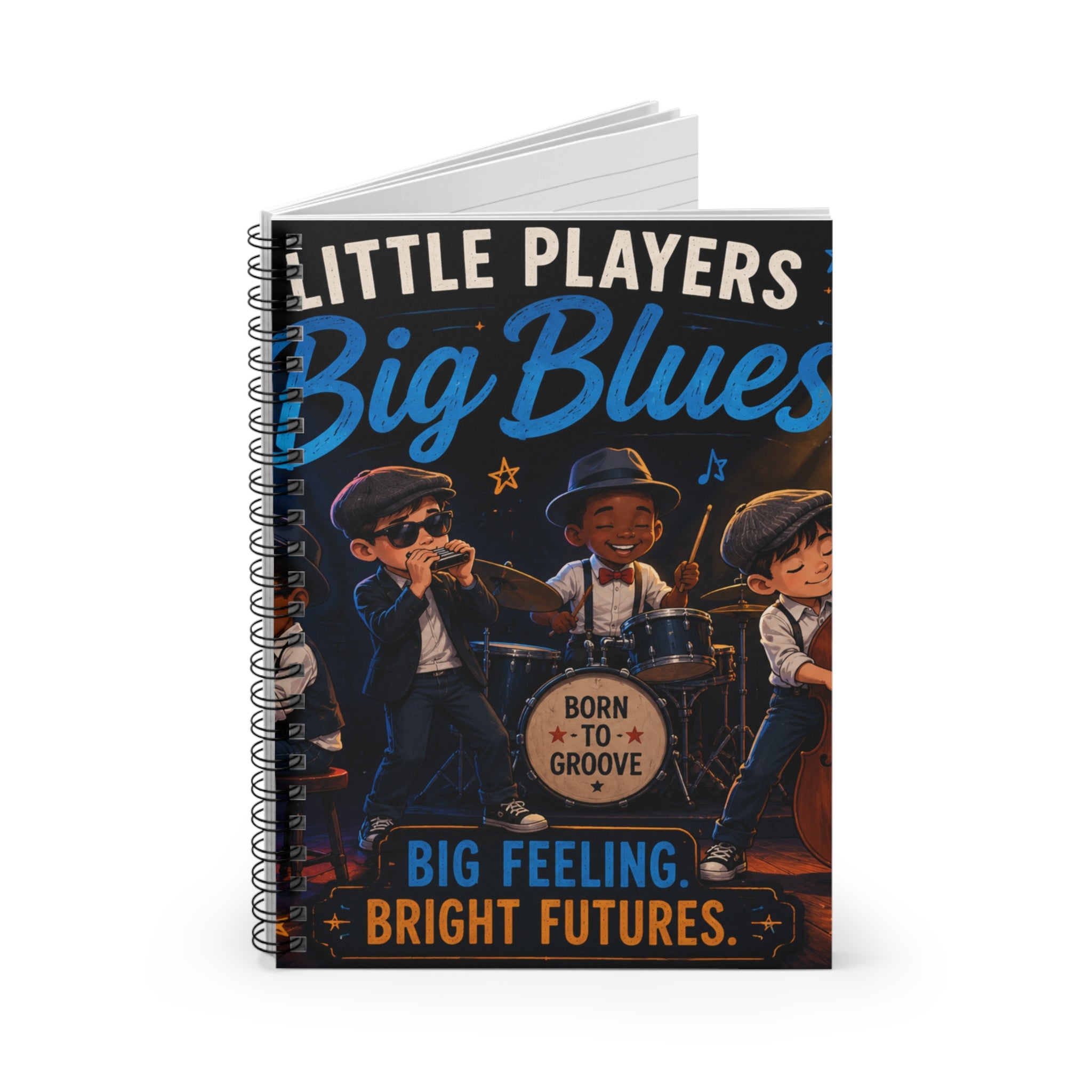 Little Players Big Blues Spiral Notebook — "Born to Groove" Ruled Journal for Kids & Music Lovers