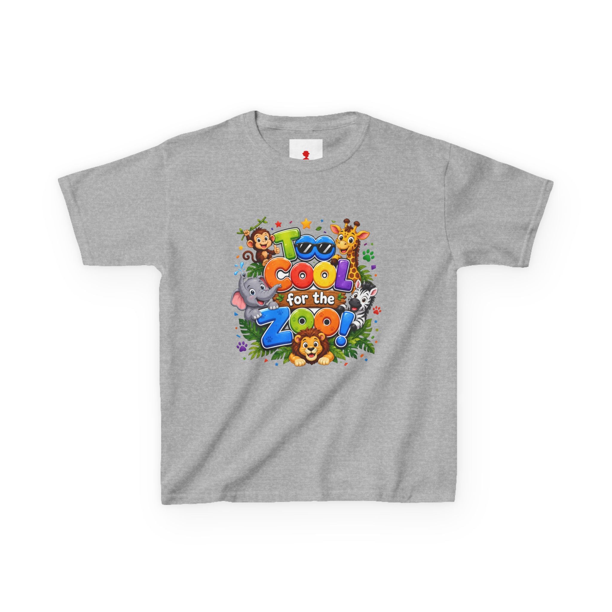 Kids Tee — "Too Cool for the Zoo" Colorful Animal Graphic