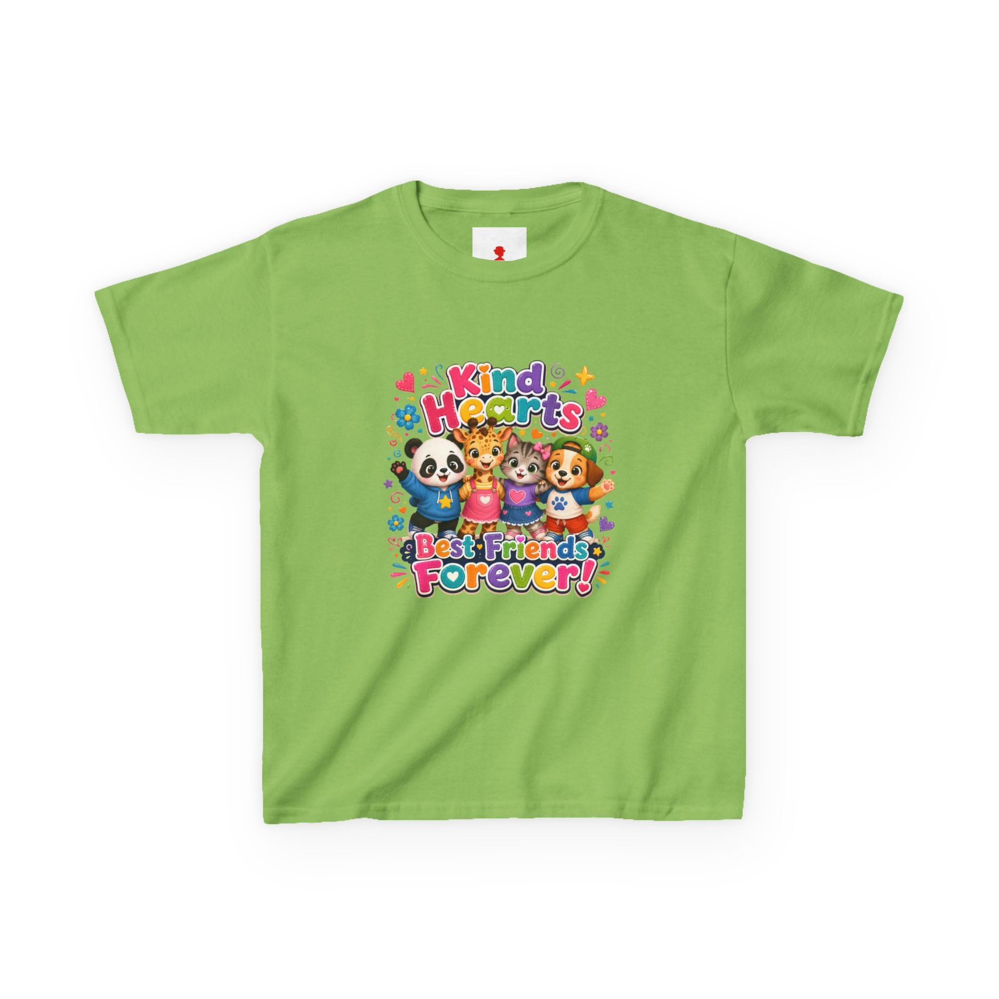 Kids Tee — "Kind Hearts Best Friends Forever" Colorful Cartoon Animals