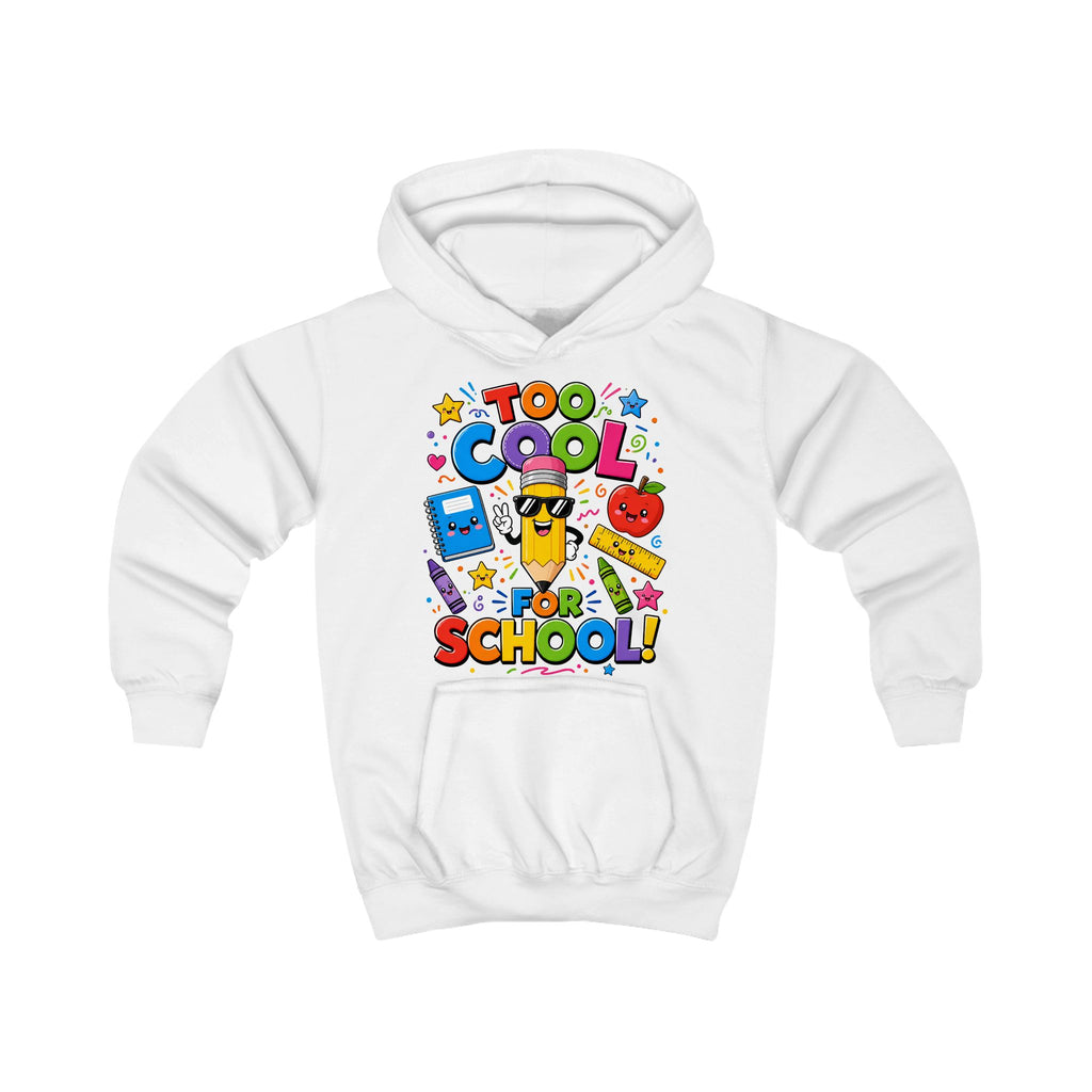 Too Cool for School Kids Hoodie | Cute Pencil Cartoon Back to School Design