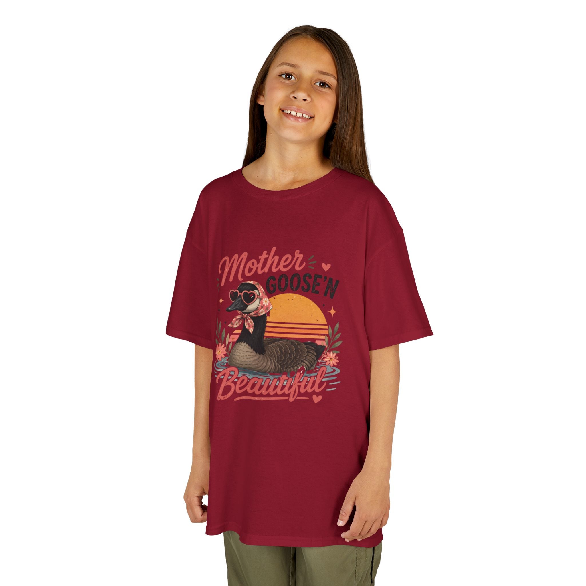 Kids Tee — "Mother Goose'n Beautiful" Cute Vintage Goose Graphic