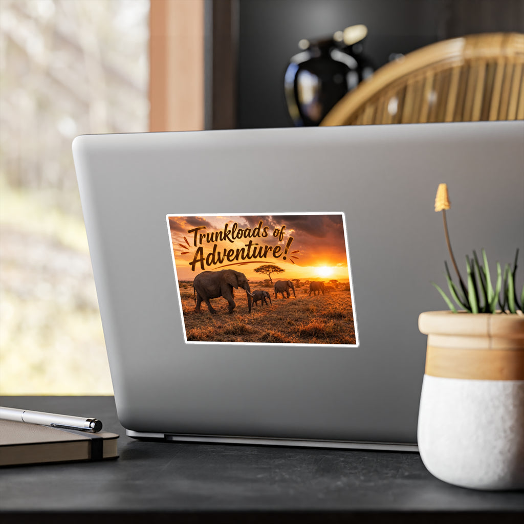 Trunkloads of Adventure Vinyl Sticker — Safari Elephant Kiss-Cut Decal