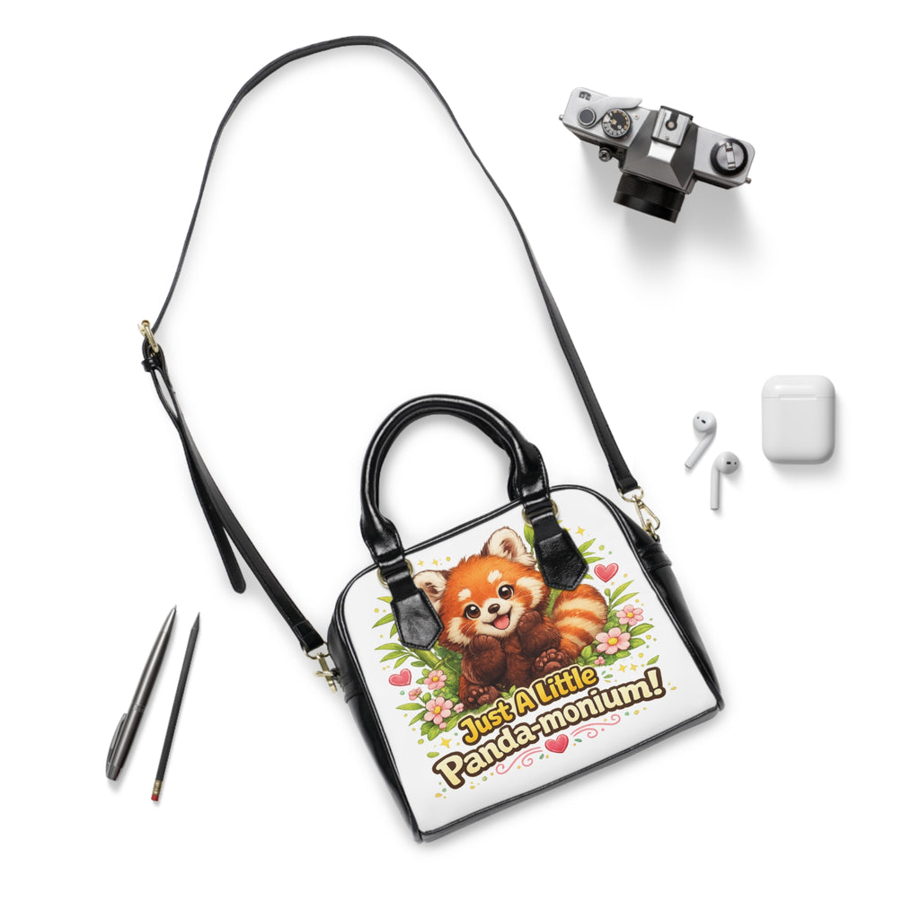 Red Panda Shoulder Handbag — "Just A Little Panda-monium" Cute Floral Satchel