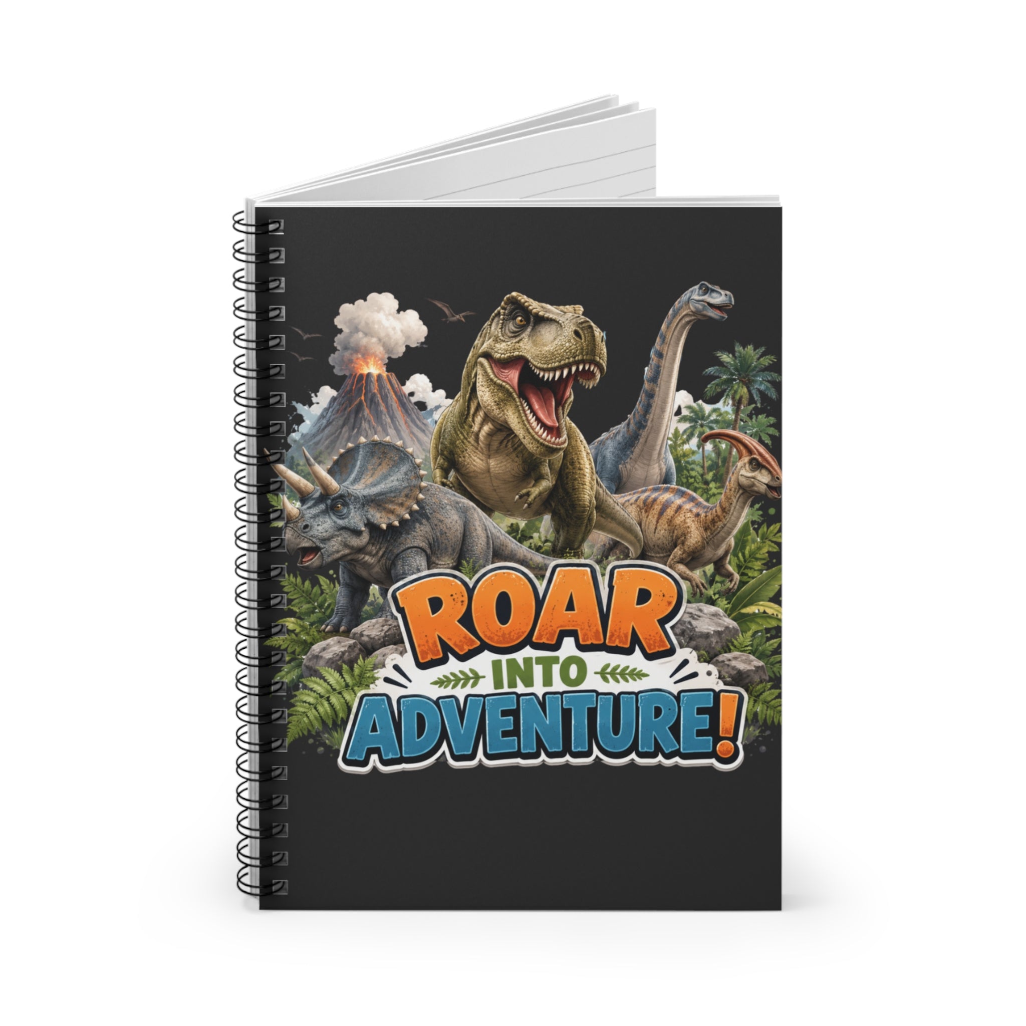 Dinosaur 'Roar Into Adventure!' Spiral Notebook — Ruled Journal for Kids