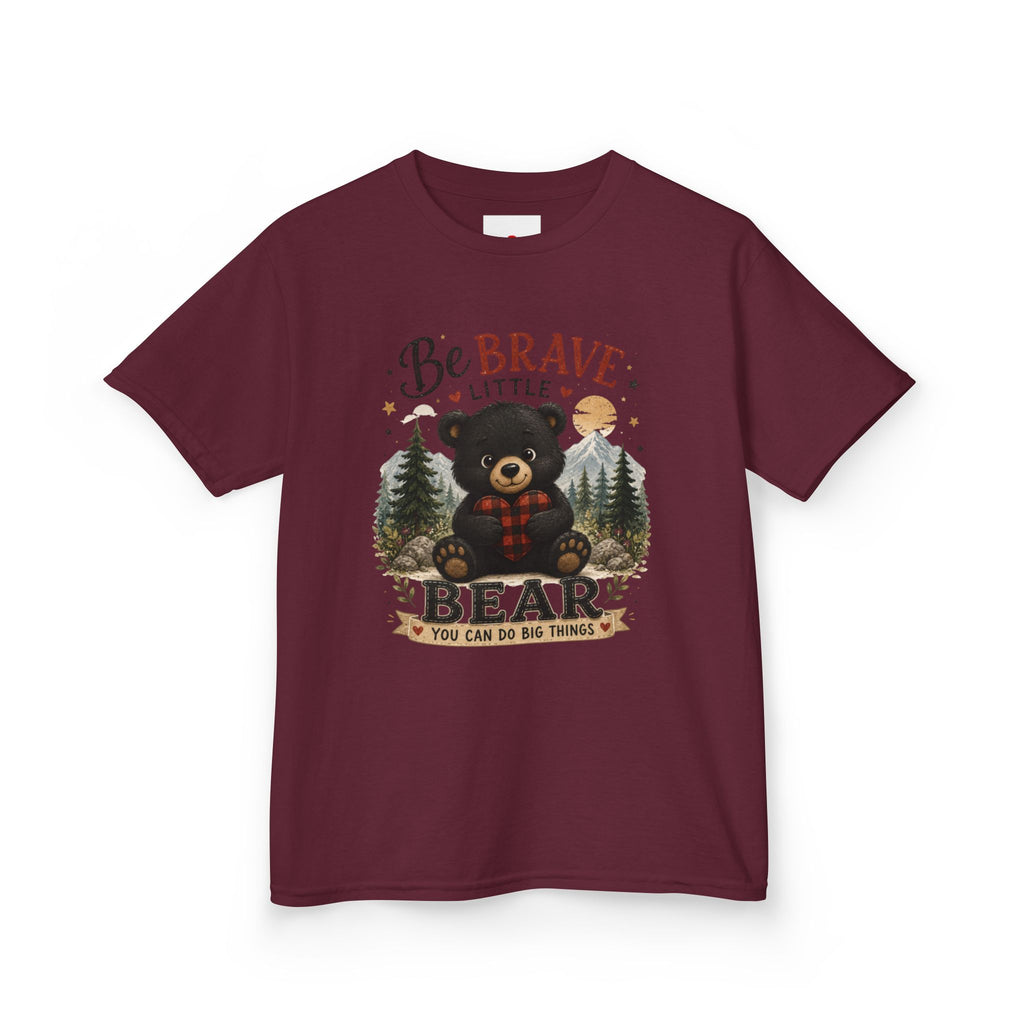 Kids T‑Shirt — "Be Brave Little Bear" Cute Woodland Bear Tee for Children, Inspirational Adventure Gift