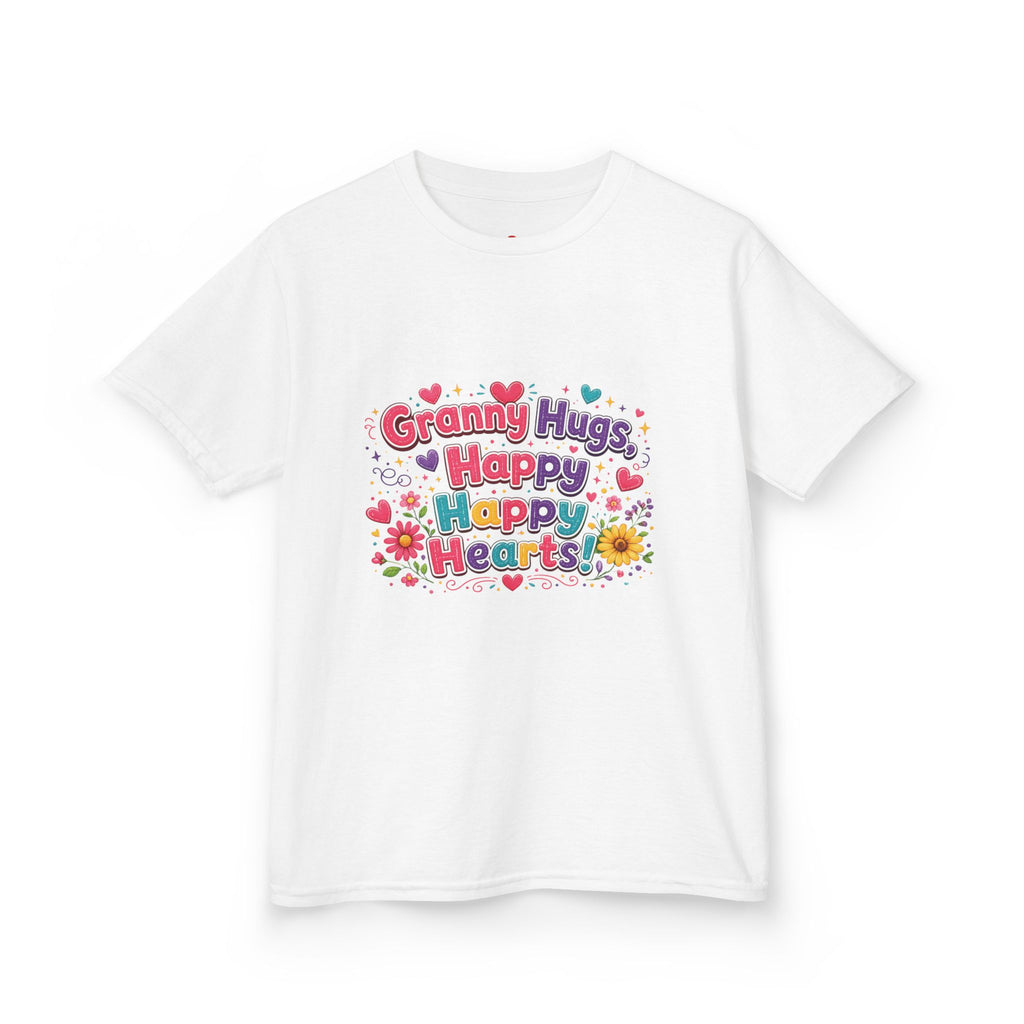 Granny Hugs Happy Hearts Kids Tee | Colorful Floral Kids Shirt