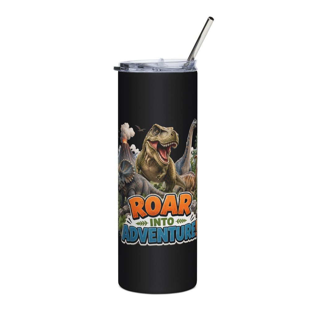 20oz Tumbler — "Roar Into Adventure" Dinosaur Stainless Steel Travel Cup