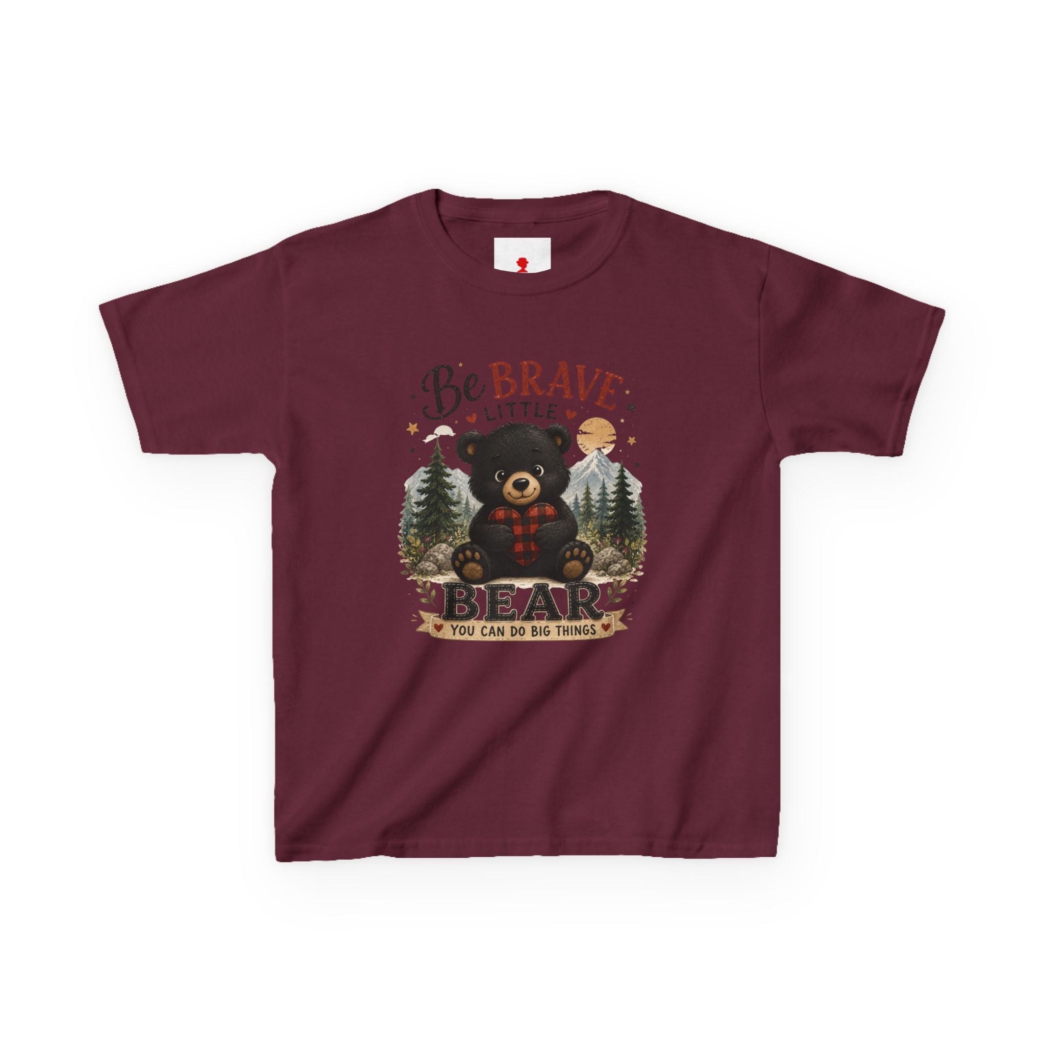 Kids T‑Shirt — "Be Brave Little Bear" Cute Woodland Bear Tee for Children, Inspirational Adventure Gift