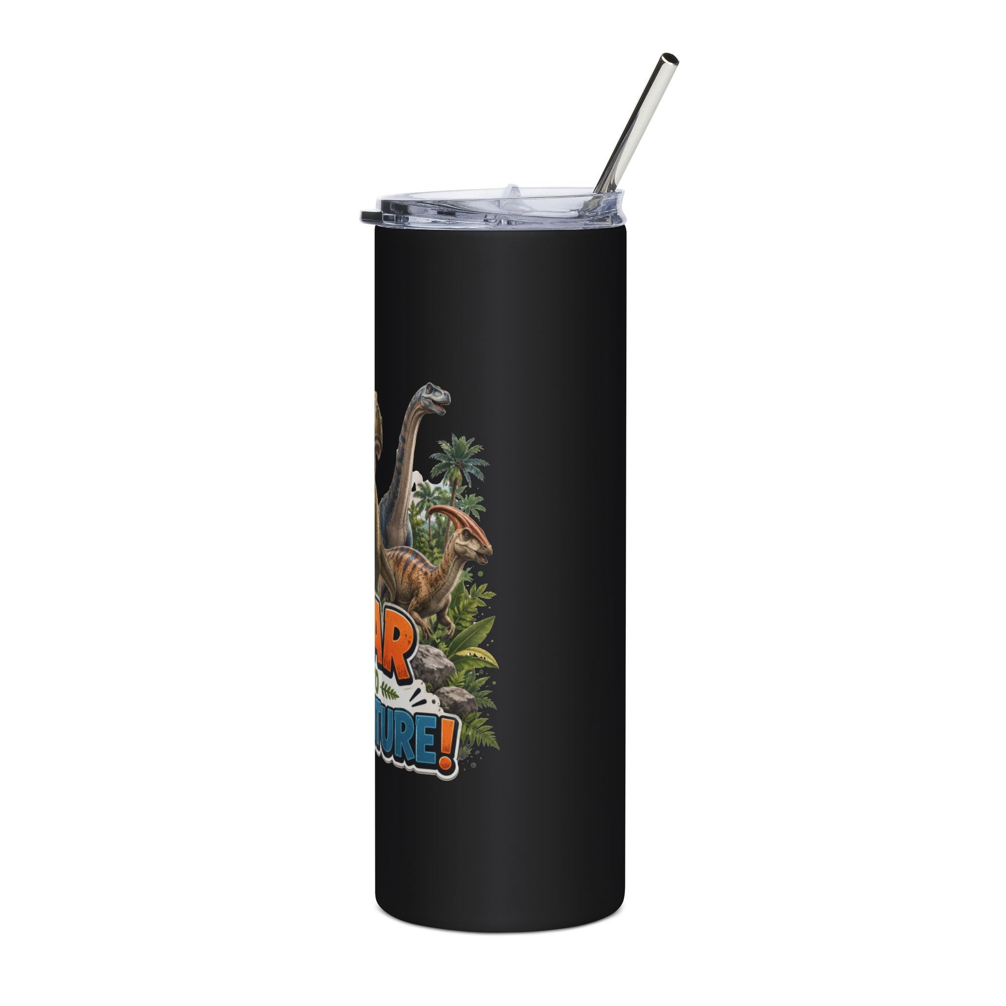 20oz Tumbler — "Roar Into Adventure" Dinosaur Stainless Steel Travel Cup