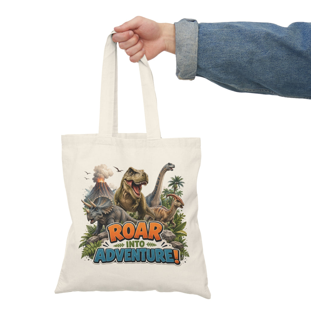 Roar Into Adventure! Dinosaur Tote Bag — Kids Dino Canvas Market Bag