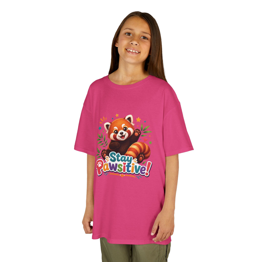Stay Pawsitive Red Panda Kids Tee | Cute Animal Positive Message