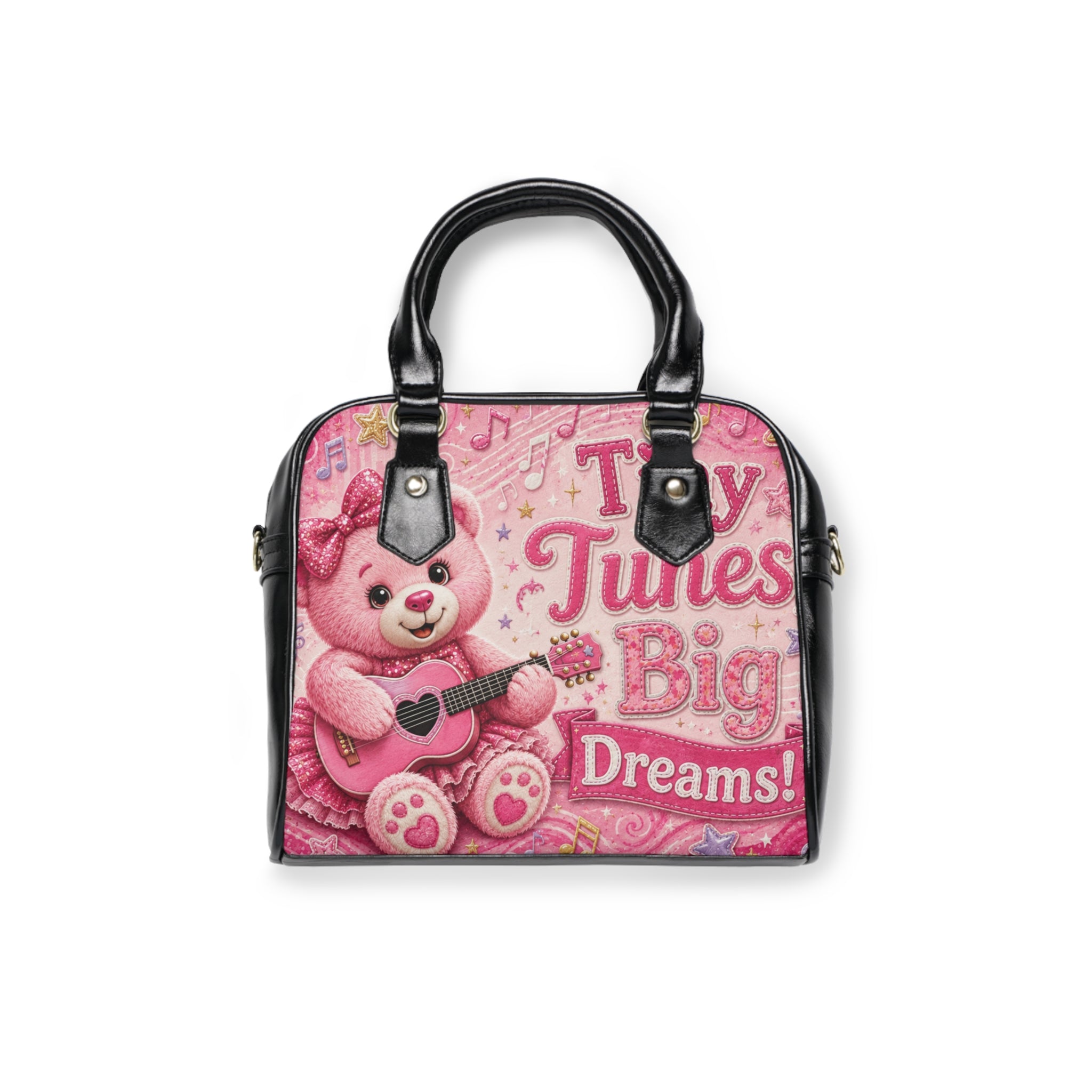 Shoulder Handbag — Cute Pink Teddy 'Tiny Tunes Big Dreams' Guitar Purse
