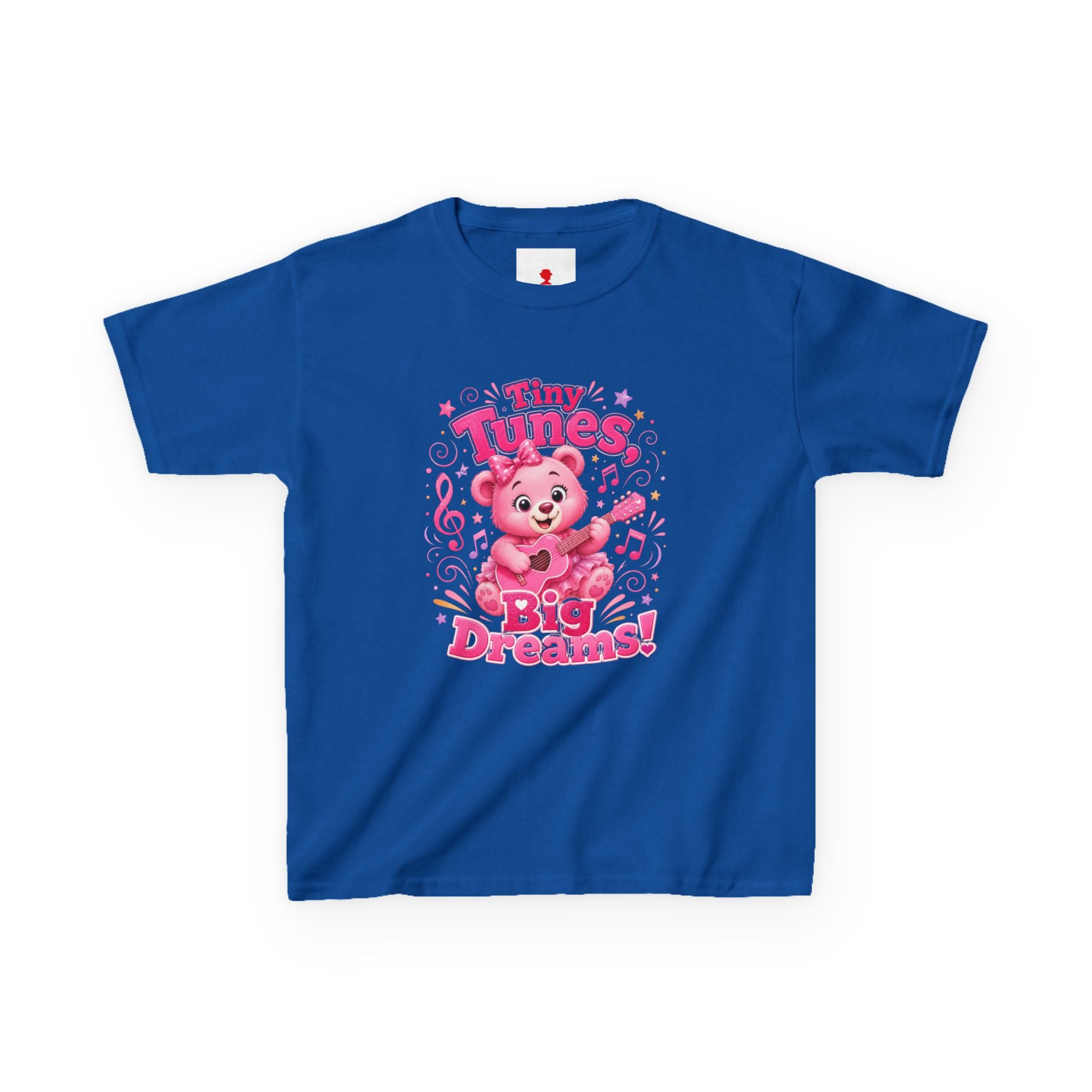 Kids T-Shirt — "Tiny Tunes, Big Dreams" Cute Pink Bear Music Tee