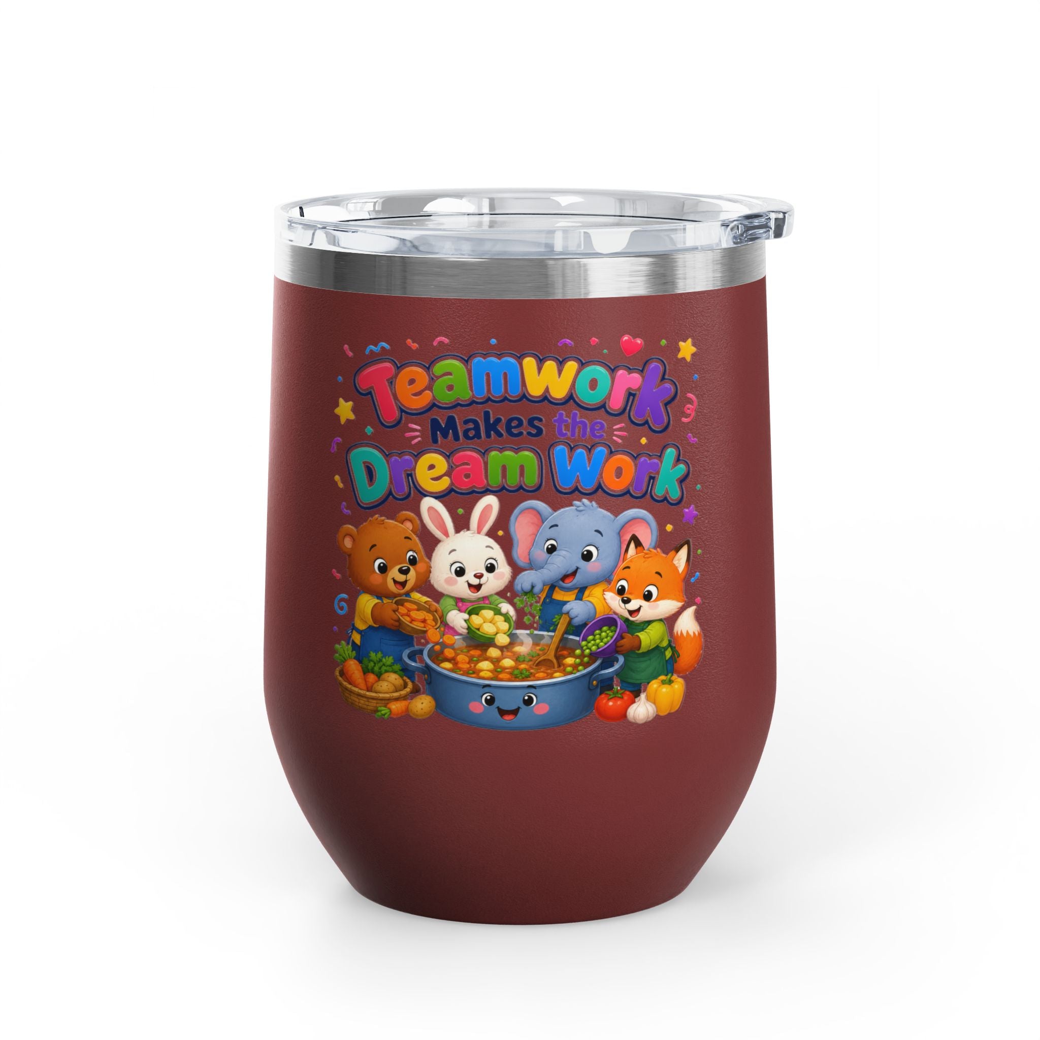 Teamwork Makes the Dream Work Tumbler — 12oz Kids' Cartoon Animal Travel Cup