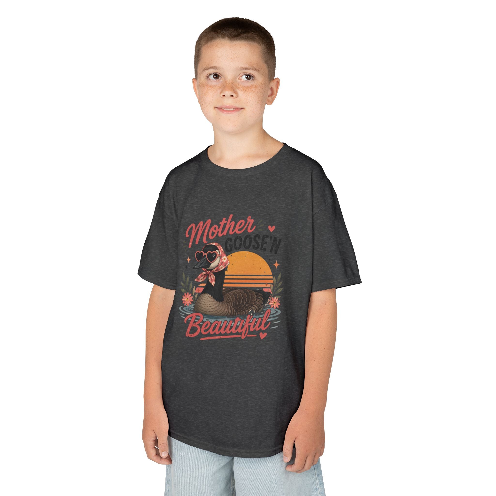 Kids Tee — "Mother Goose'n Beautiful" Cute Vintage Goose Graphic