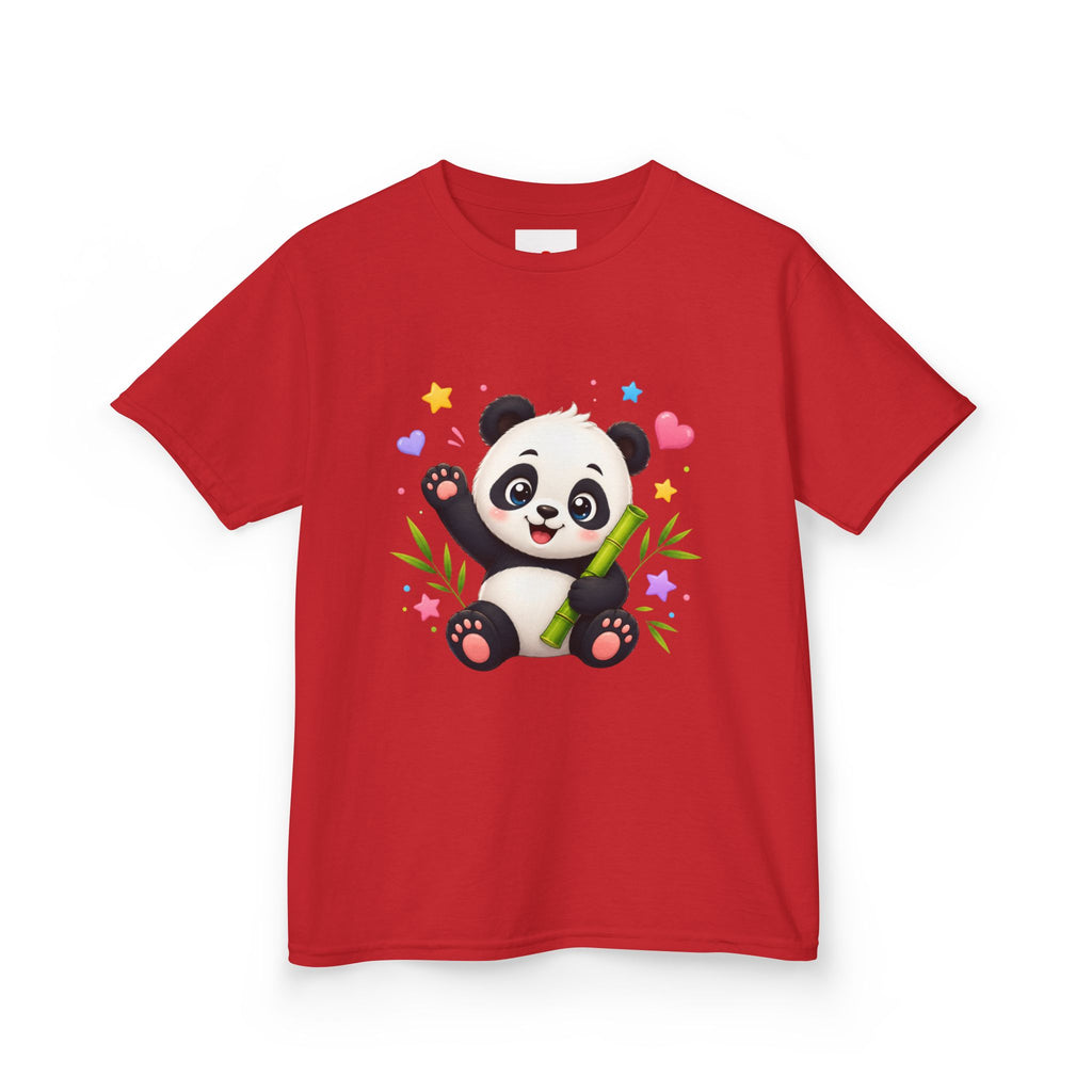Cute Panda Kids T‑Shirt — Smiling Baby Panda with Hearts & Bamboo