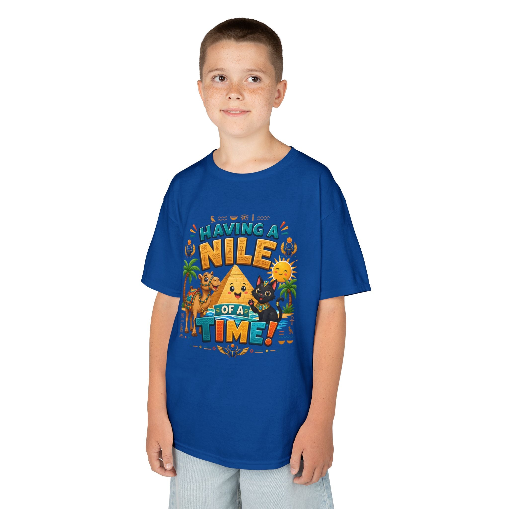 Having a Nile of a Time Kids Tee | Camel Pyramid Desert Cartoon