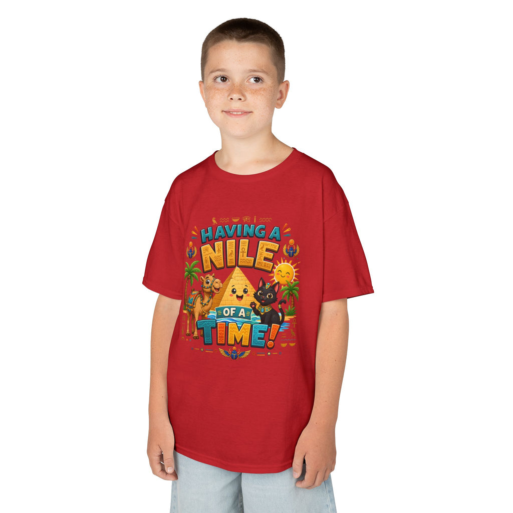 Having a Nile of a Time Kids Tee | Camel Pyramid Desert Cartoon