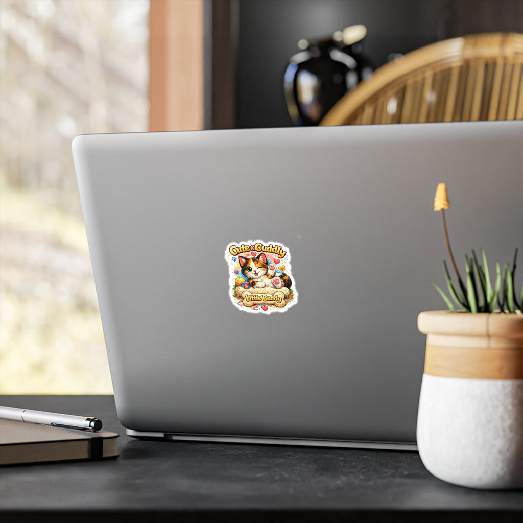 Cute & Cuddly Little Buddy Cat Sticker — Kiss-Cut Vinyl Decal