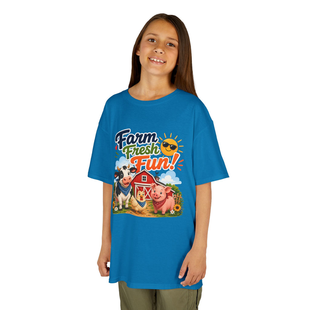 Kids Farm T-Shirt — "Farm Fresh Fun!" Cute Cow & Pig Toddler Tee