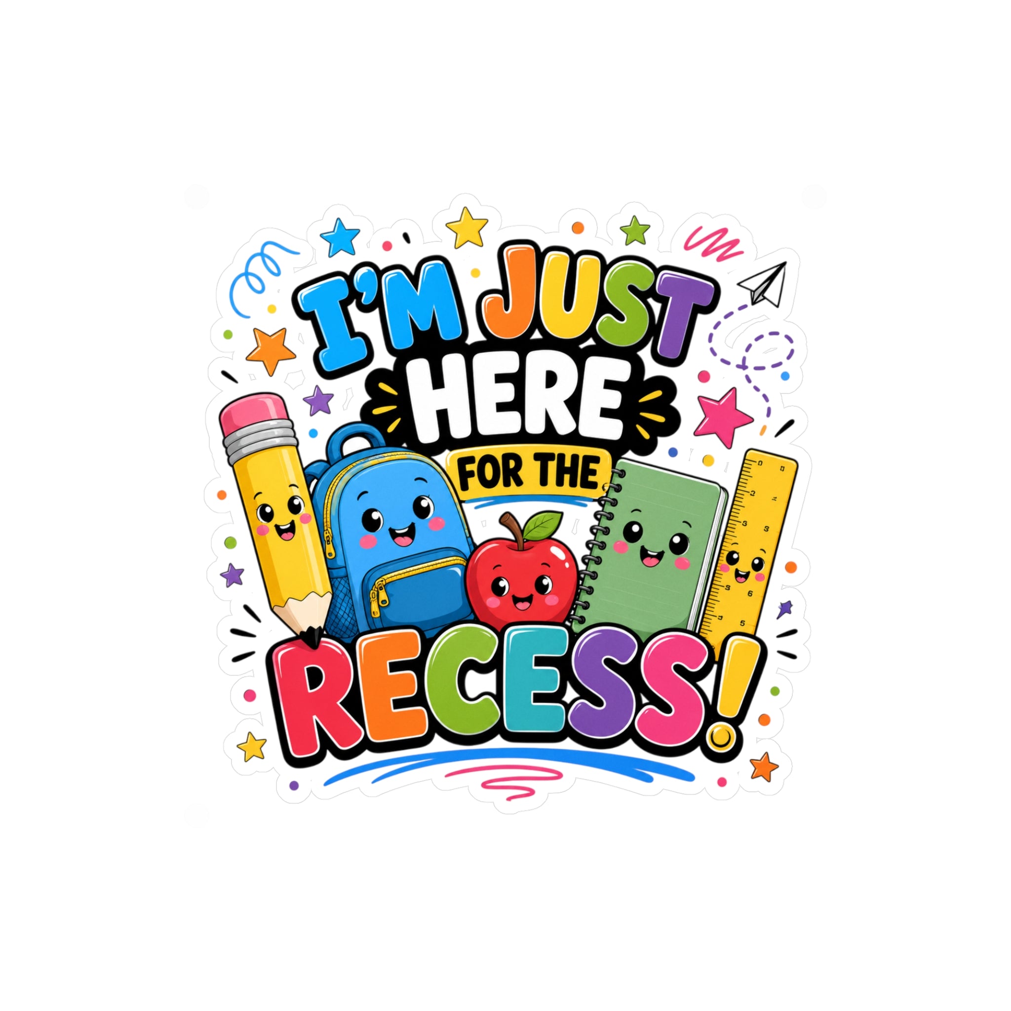 I’m Just Here for the Recess! Sticker | Kiss-Cut Vinyl Decal