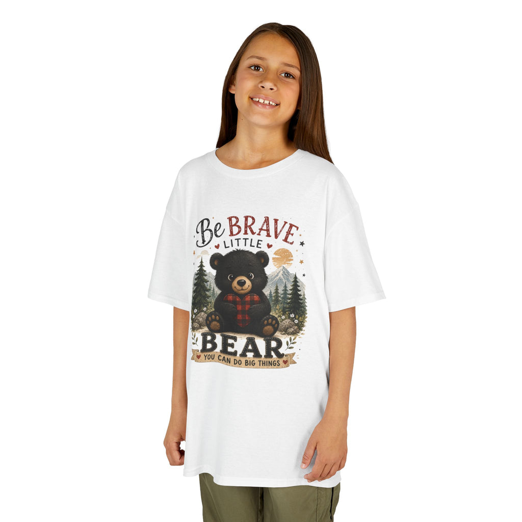 Kids T‑Shirt — "Be Brave Little Bear" Cute Woodland Bear Tee for Children, Inspirational Adventure Gift