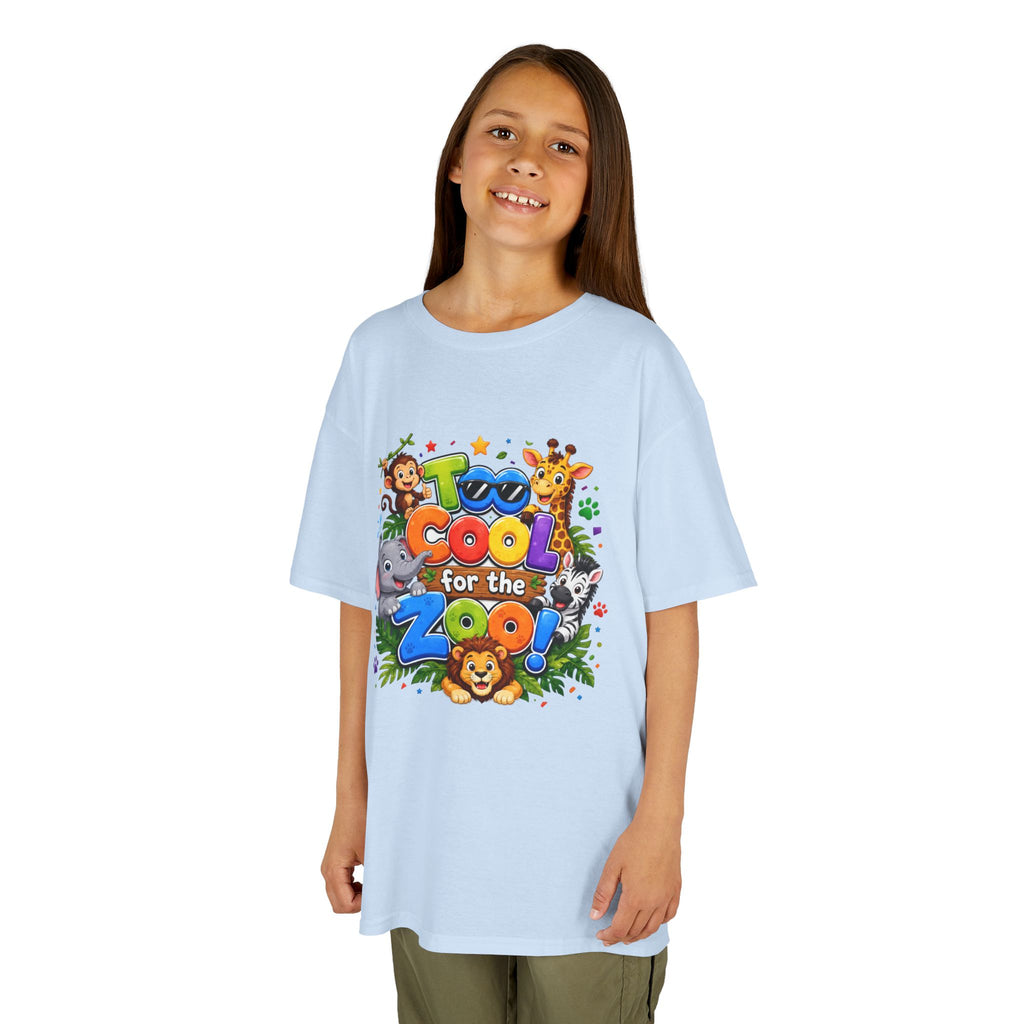 Kids Tee — "Too Cool for the Zoo" Colorful Animal Graphic