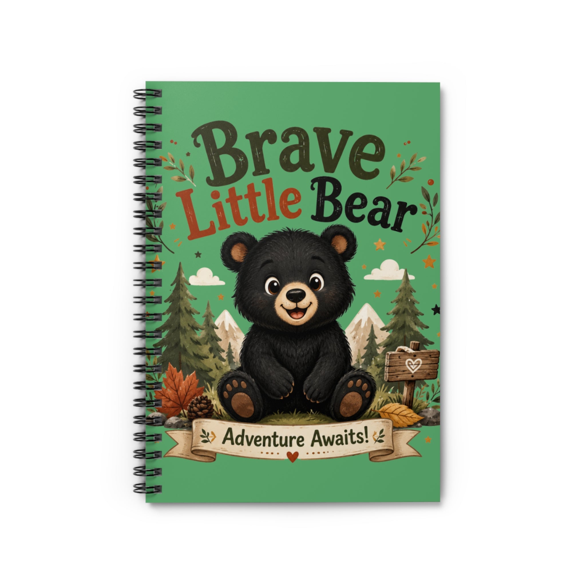 Brave Little Bear Spiral Notebook — 'Adventure Awaits' Ruled Journal for Kids