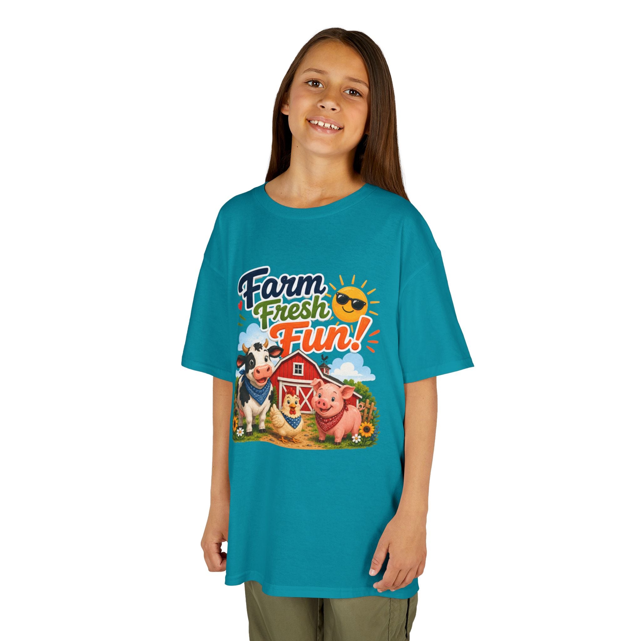 Kids Farm T-Shirt — "Farm Fresh Fun!" Cute Cow & Pig Toddler Tee
