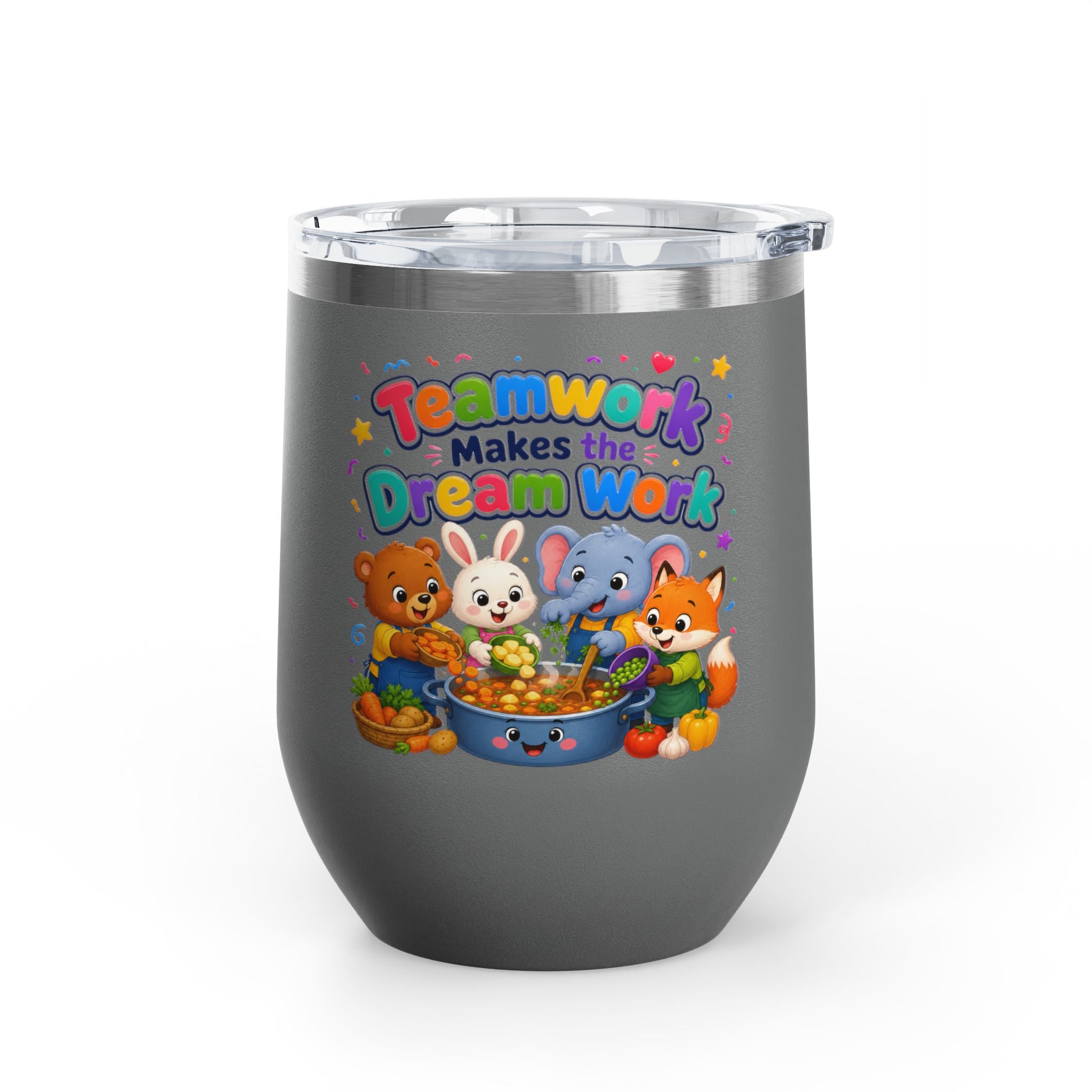 Teamwork Makes the Dream Work Tumbler — 12oz Kids' Cartoon Animal Travel Cup