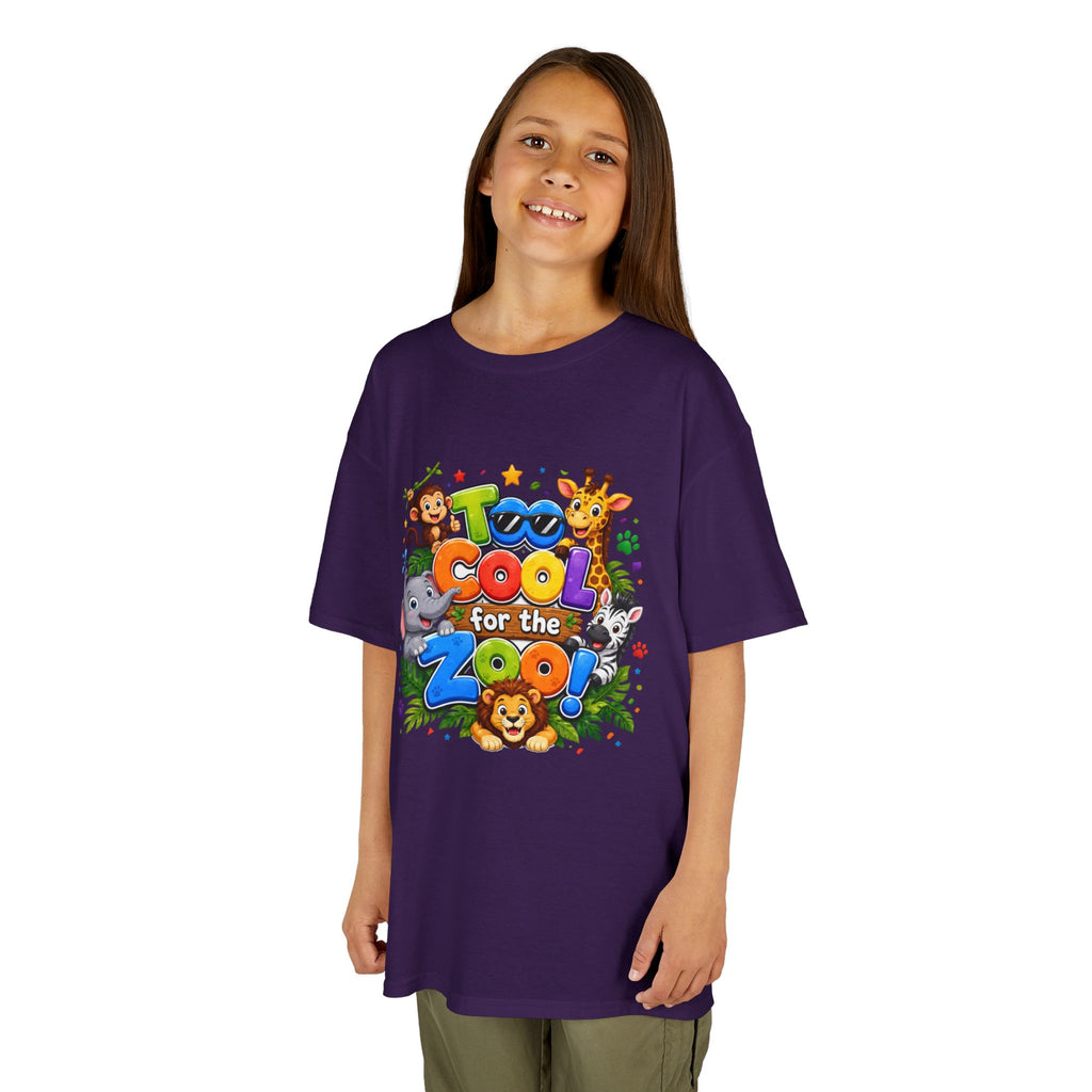 Kids Tee — "Too Cool for the Zoo" Colorful Animal Graphic