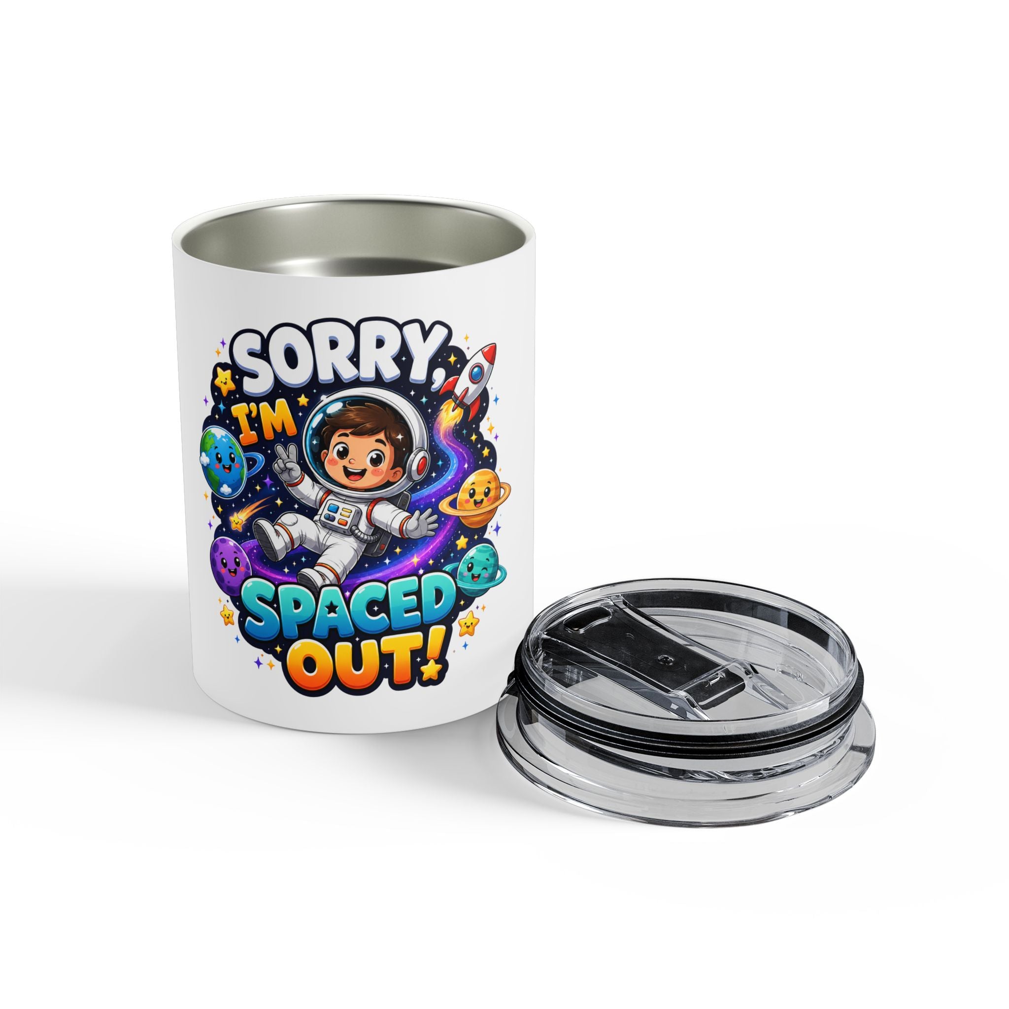 Tumbler — “Sorry I’m Spaced Out!” Cute Astronaut Kids Travel Tumbler, Space Gift for Kids