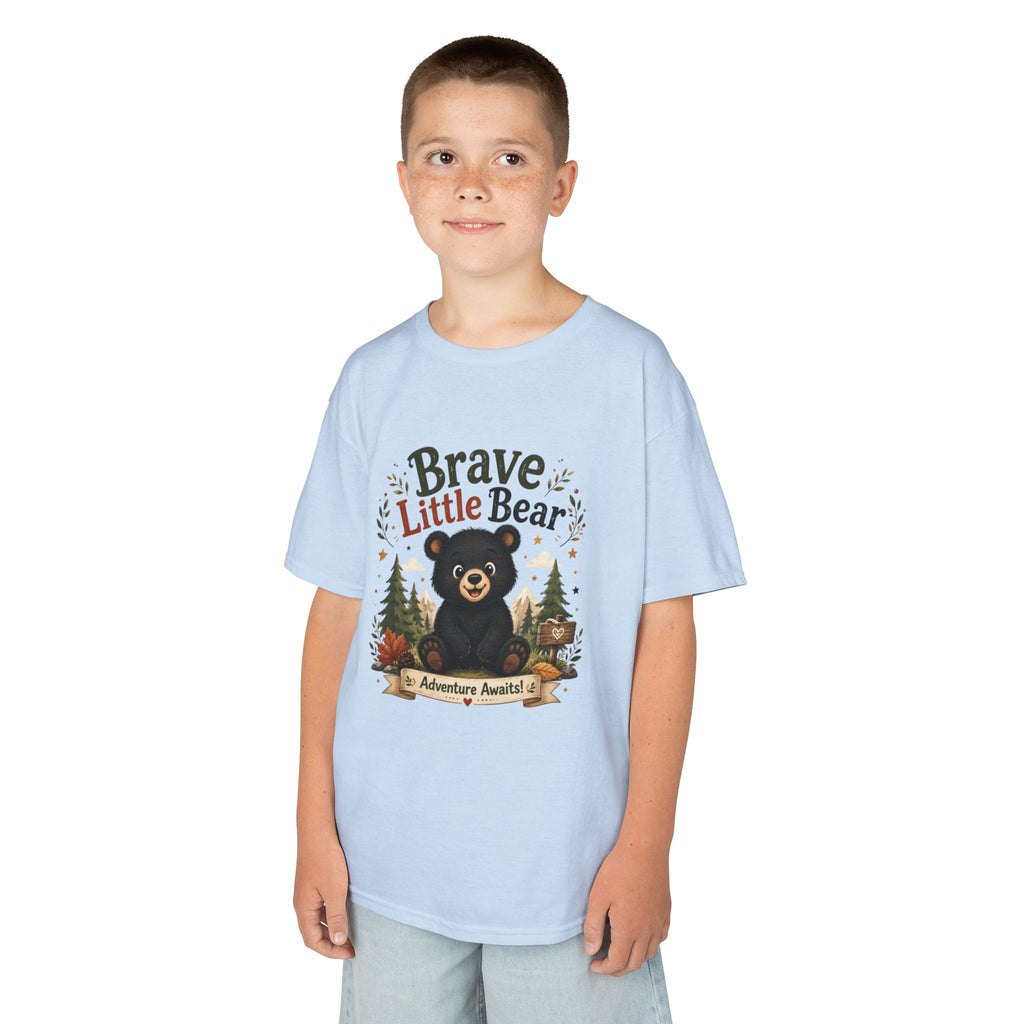Kids Tee — "Brave Little Bear" Adventure Graphic Shirt