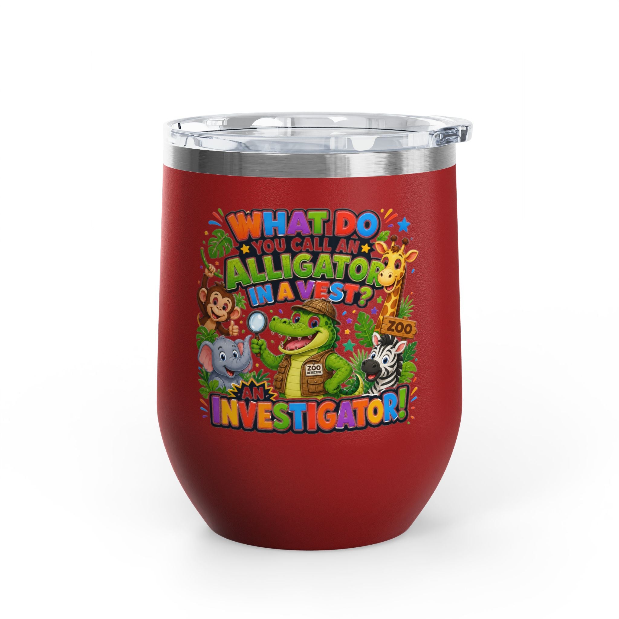 "What Do You Call an Alligator in a Vest? An Investigator!" Cute Zoo Joke Stainless Steel 12oz